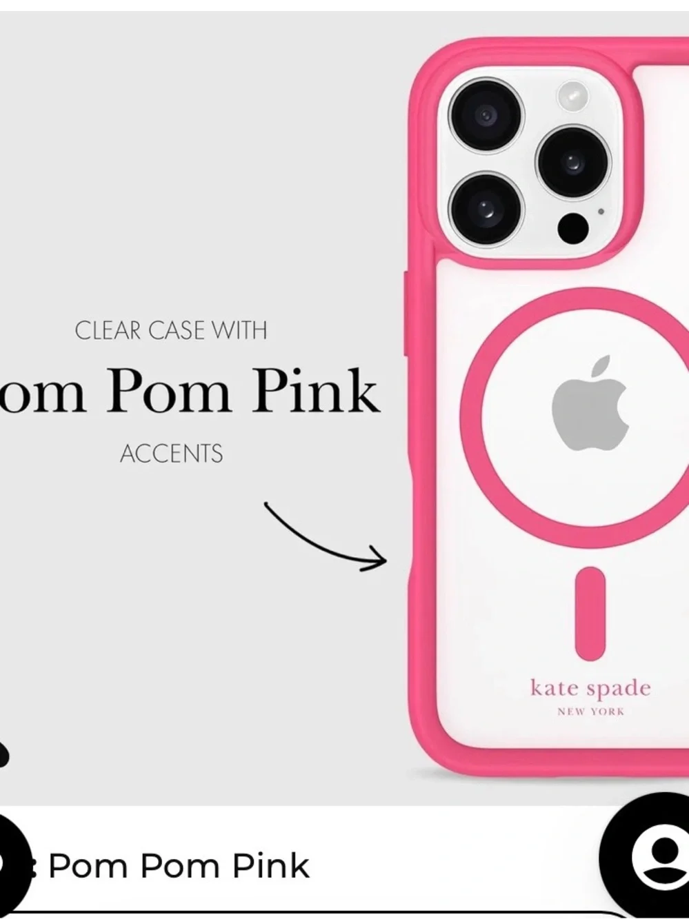 Kate Spade New York Pink Pom Pom iPhone 16 Pro Case - New in Box